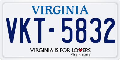 VA license plate VKT5832