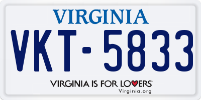 VA license plate VKT5833
