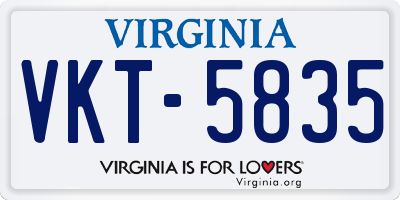 VA license plate VKT5835