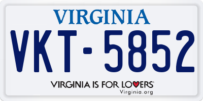 VA license plate VKT5852