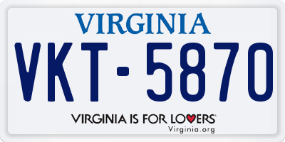 VA license plate VKT5870