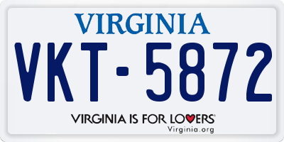 VA license plate VKT5872