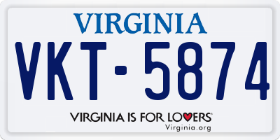 VA license plate VKT5874