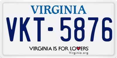 VA license plate VKT5876