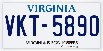 VA license plate VKT5890