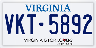 VA license plate VKT5892