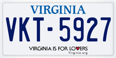 VA license plate VKT5927