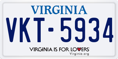 VA license plate VKT5934