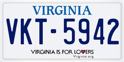 VA license plate VKT5942