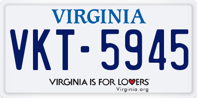 VA license plate VKT5945