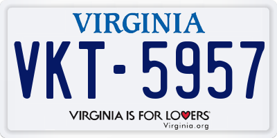 VA license plate VKT5957