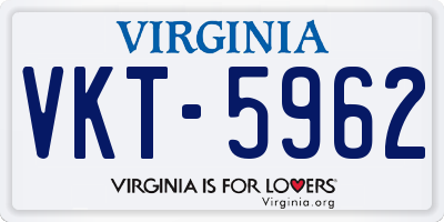 VA license plate VKT5962