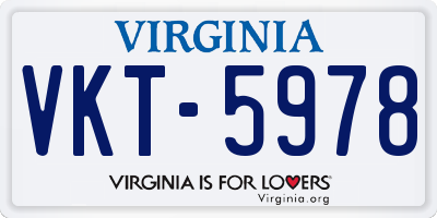 VA license plate VKT5978