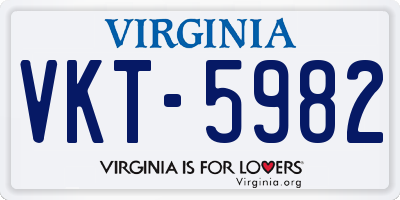 VA license plate VKT5982