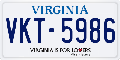 VA license plate VKT5986