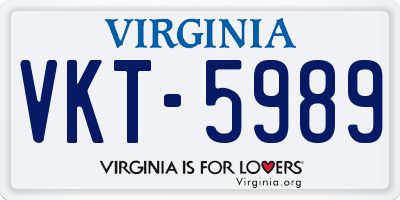 VA license plate VKT5989
