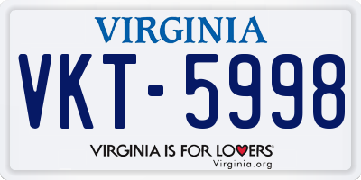 VA license plate VKT5998