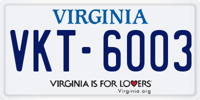 VA license plate VKT6003