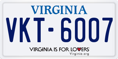 VA license plate VKT6007
