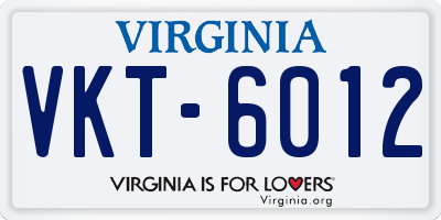 VA license plate VKT6012