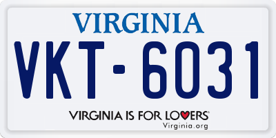 VA license plate VKT6031