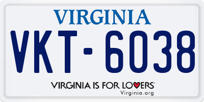VA license plate VKT6038