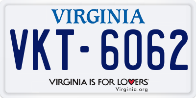 VA license plate VKT6062