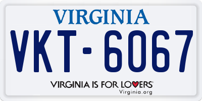 VA license plate VKT6067