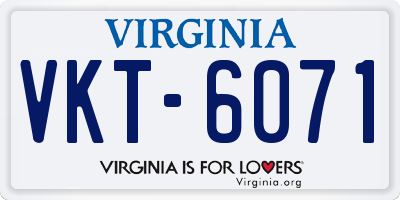 VA license plate VKT6071