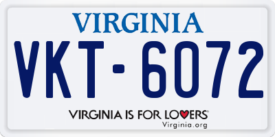 VA license plate VKT6072