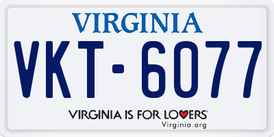 VA license plate VKT6077