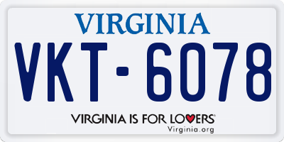 VA license plate VKT6078
