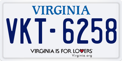 VA license plate VKT6258