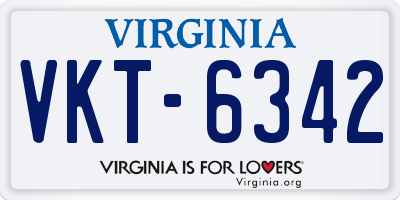 VA license plate VKT6342