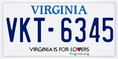 VA license plate VKT6345