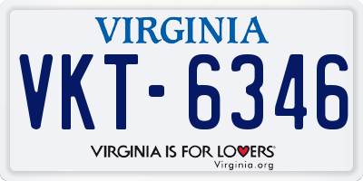 VA license plate VKT6346