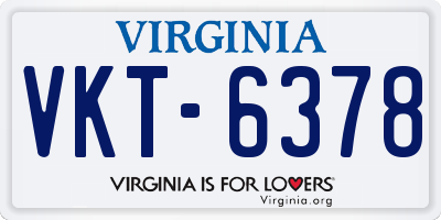 VA license plate VKT6378