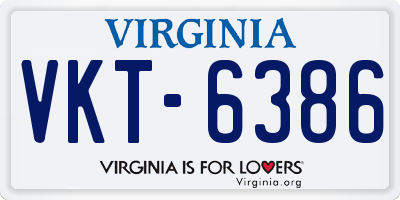 VA license plate VKT6386