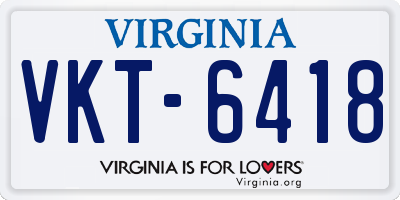 VA license plate VKT6418