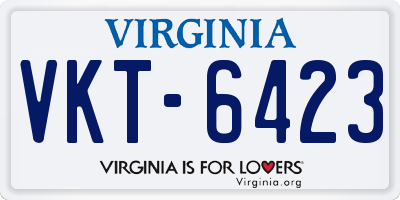VA license plate VKT6423