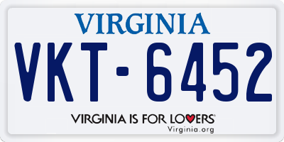 VA license plate VKT6452