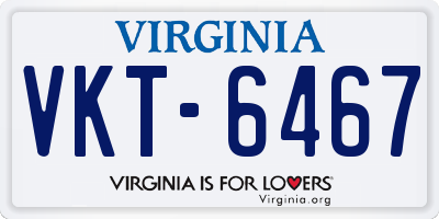 VA license plate VKT6467