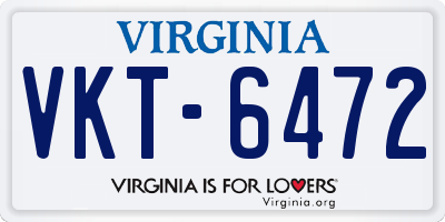 VA license plate VKT6472