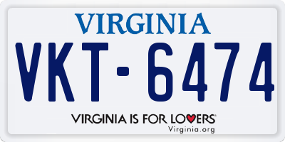 VA license plate VKT6474
