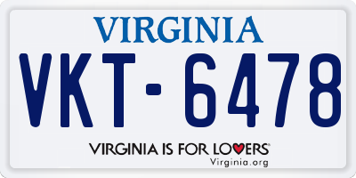 VA license plate VKT6478