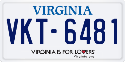 VA license plate VKT6481