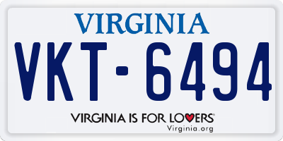 VA license plate VKT6494