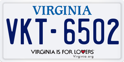 VA license plate VKT6502