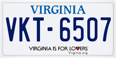 VA license plate VKT6507