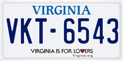VA license plate VKT6543